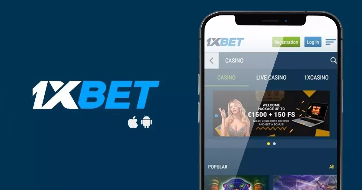 Aplicación móvil de 1xBet en un teléfono