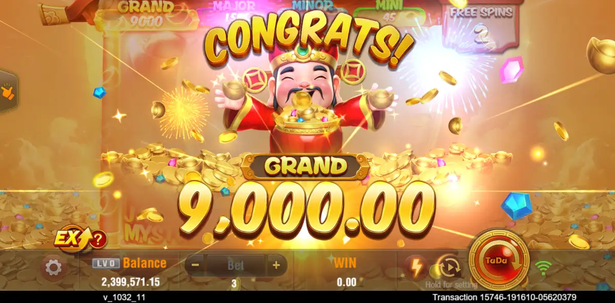 Money Pot de TaDa Gaming con Caishen y lingotes dorados